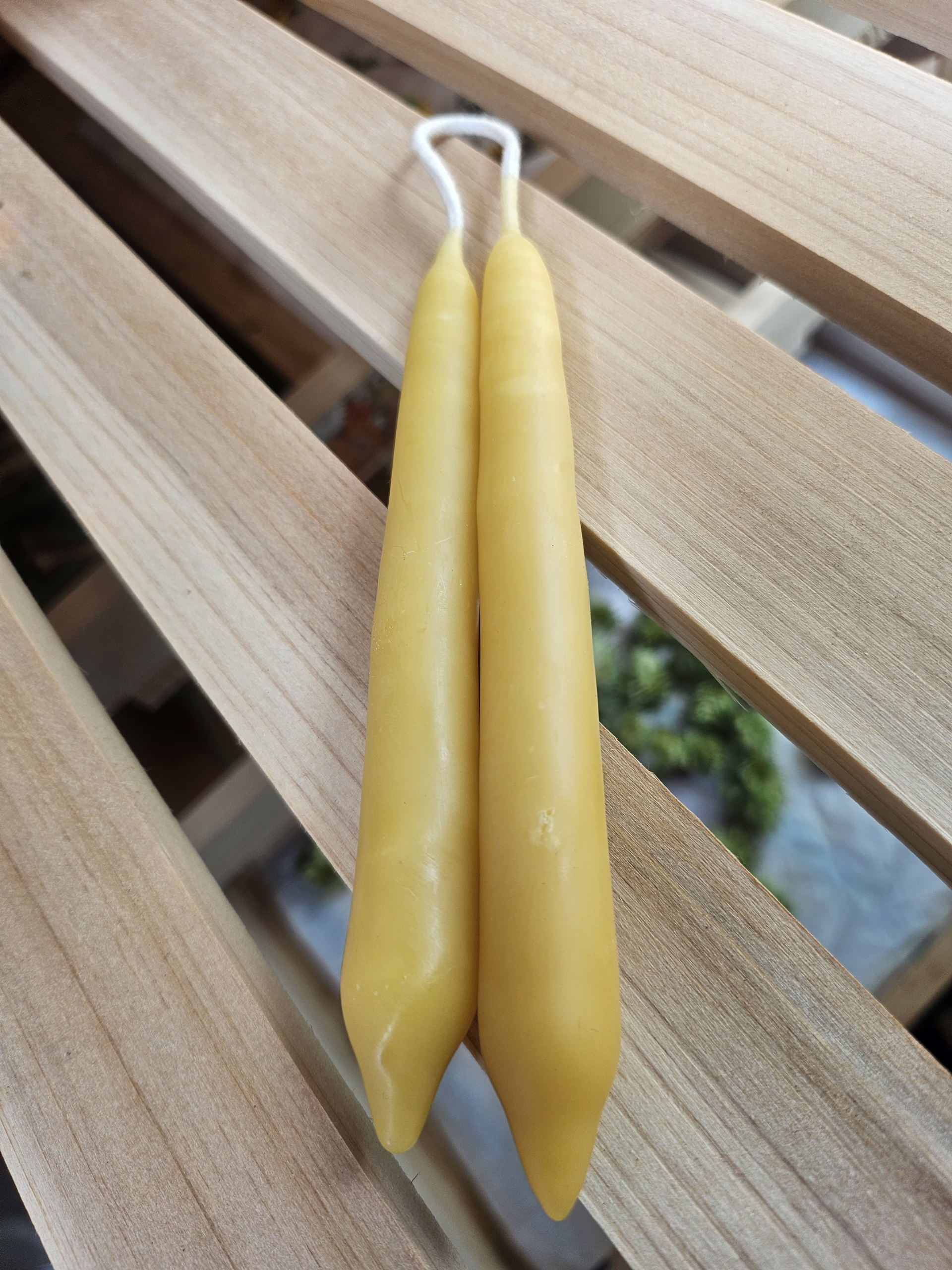 2 Hand Dipped Beeswax Chime Candles - Image 2