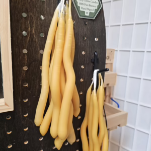 2 Hand Dipped Beeswax Curly Chime Candles